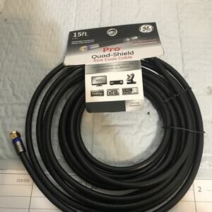 GE 33732 Pro Quad-Shield RG6 Coax Cable 15 ft 4.5m by jasco 2018 New NOS